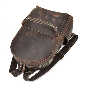 Sac à dos en cuir véritable, design vintage de chasse, construction souple, fermeture à glissière, sac unisexe pour la randonnée et le camping - Product Image 5