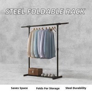Minimalist Standing Clothing <b>Rack</b> Metal Shirt Organizer 100x60cm Durable Wardrobe <b>Storage</b> Holders & <b>Racks</b> - Product Image 4
