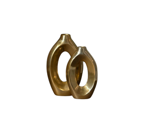 Accesorios de Lujo para el Hogar, Florero de Metal Pulido en Dorado, Decoración Artística para Estudio, Sala de Estar, Porche, Dormitorio - Product Image 1