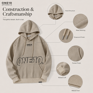 เสื้อฮู้ด ONE10 APPARELS พรีเมียม ทรงปกติ ผ้าฟลีซ ยูนิเซ็กส์ เนื้อผ้านุ่ม สายรูดปรับได้ กระเป๋าจิงโจ้ เหมาะสำหรับใส่ในฤดูหนาว ผลิตจากโพลีเอสเตอร์/คอตตอน - Product Image 3