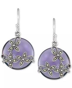 Marcasite (1/5 ct. T. w.) & Orecchini pendenti in pietra di vetro viola in argento Sterling | Macacy's - Product Image 1