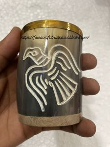Natural Buffalo Viking Drinking Horn shot Glass Cup <b>Whisky</b> Dram Real Horn Glass at Affordable Price Direct Factory Supply - Product Image 2