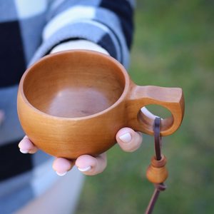 Sustainable Wooden Coffee Mug Kuksa Style Handmade Outdoor Drinking Cup Rustic Nordic Tableware <b>Bar</b> <b>Tool</b> Wholesale - Product Image 3