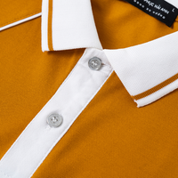Polo piqué à manches courtes de haute qualité pour homme, logo personnalisable, séchage rapide, contraste de couleurs, col et poignets côtelés.