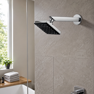 Pommeau de douche carré moderne modèle 904 en acier avec cartouche céramique, double poignée, fixation murale, effet pluie, barre coulissante, jet d'eau fluide - Product Image 2