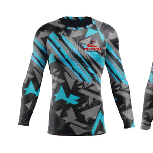 OEM Custom Breathable Eco-Friendly Anti-Bacterial Quick Dry Anti-UV Full Sleeve Rash Guard <b>Men</b> Spandex UPF50 Yoga <b>Compression</b> - Product Image 1