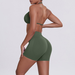 Conjunto de Yoga de Alta Calidad para Mujer en Colores Sólidos, Shorts Sin Costuras de Cintura Alta, Ropa Deportiva de Dos Piezas - Product Image 4