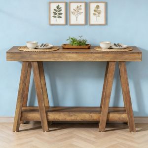 Consolle in Acciaio Inossidabile a Specchio con Piano in Legno Massello, Stile Moderno Rustico e per Arredamento Hotel - Product Image 5