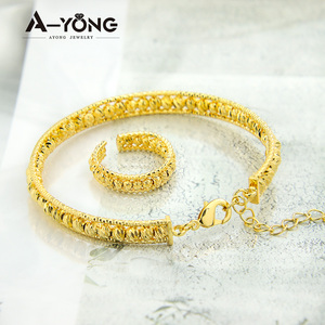 Conjunto de Joyería para Boda, Pulsera y Anillo, Bañado en Oro de 21k, con Cuentas, para Mujer, Elegante, para Fiesta, Venta Caliente - Product Image 5