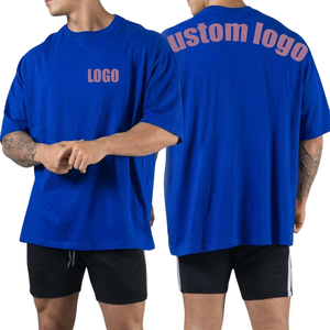T-shirt sportif en coton épais surdimensionné, grande taille, respirant, séchage rapide, manches courtes, jersey uni pour hommes - Product Image 1