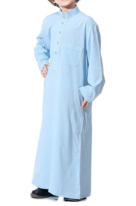 Wholesale OEM Custom Solid Color Buttons Down Kids <b>Thobes</b> Muslim Dress Jubbah Children Boys Kids <b>Thobes</b> Breathable - Product Image 3