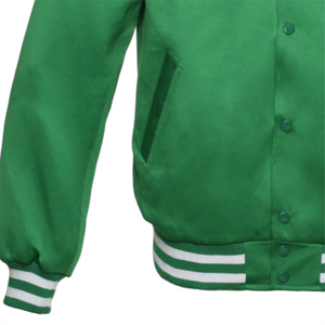 Chaqueta Varsity Verde para Hombre, Color Sólido, Cierre de Botones, Cuello Camisero, Corte Regular, Estilo Casual Otoñal, Material de Poliéster - Product Image 3
