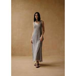 Vestido Largo de Verano para Mujer, sin Mangas, Cuello en V, Estampado Floral, Ecológico, Casual, Holgado, Minimalista y Elegante - Product Image 3