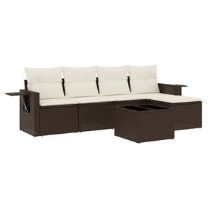Ensemble de canapés de jardin en rotin PE marron avec structure en rotin et coussins en mousse haute densité, design contemporain, imperméable, pour usage extérieur - Product Image 4