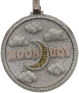 Colgante de diamante de moissanita de Plata de Ley 925, colgante de Baguette, colgante de diamante con parte posterior sólida, colgante de diamante, joyería de Hip Hop - Product Image 2