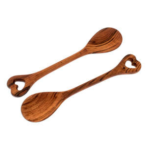 Article très vendu : Ensemble de 2 cuillères à salade en bois d'acacia, ustensiles en bois pour servir la salade, prix de gros. - Product Image 4