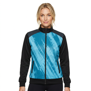 Custom Sublimation Fleece <b>Jacket</b> Zip Up Track <b>Jacket</b> Geometric Print Winter Outerwear for <b>Men</b> and Women - Product Image 4