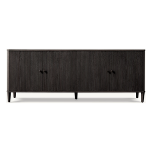 Contemporary Fluted <b>Sideboard</b> Cabinet Solid Teak Four Door Ribbed Front Spacious <b>Storage</b> Credenza for Home Hotel Interior - Product Image 3