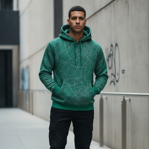 Sudadera con Capucha Personalizada con Logotipo de Araña, 65% Poliéster, 35% Algodón, Forro Polar Grueso, Estilo Vintage, Unisex, Conjunto Deportivo de Invierno - Product Image 2