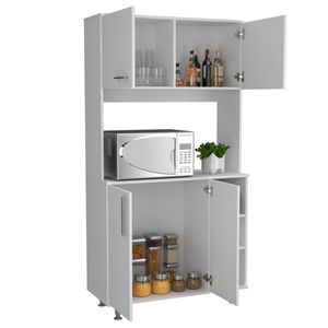 Mobile dispensa bianco 95 Pantry Kit con quattro gambe, doppia anta e tre ripiani - Product Image 6
