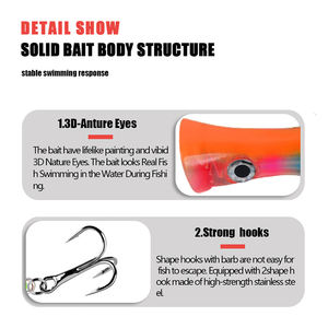 Leurre de pêche artificiel dur 160mm 81g, type Popper avec yeux 3D, en ABS, flottant, pour la pêche au Snakehead et au Bar. - Product Image 3