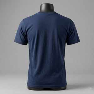 Camiseta de Manga Corta para Hombre, Color Azul Marino, 100% Algodón Jersey, Cuello Redondo, Corte Regular, Estilo Casual, Color Sólido - Product Image 3