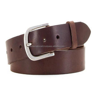 Ceinture décontractée en cuir marron pleine fleur pour hommes et femmes Tailles personnalisées Fourniture en gros Ceintures et accessoires en cuir de vache - Product Image 5