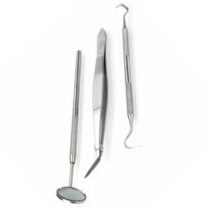OEM 3-1 Kit Stainless Steel Manual Ergonomic Dental Cleaner Tool Kit <b>Probe</b> Forceps Mouth Mirror Instruments Set By Grip Surgical - Product Image 3