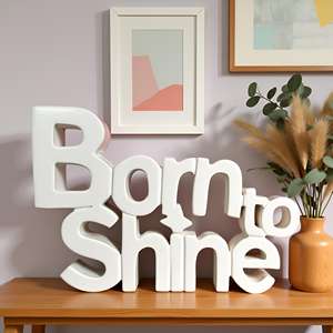 Artículo Decorativo de Mesa con Diseño Motivacional y Estético, para el Hogar, Estudio u Oficina, Color Blanco Pintado - Product Image 4