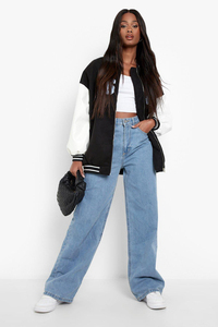 Nouvelle arrivée : veste bomber oversize noire personnalisée pour femmes, veste de baseball pour femmes - Product Image 6