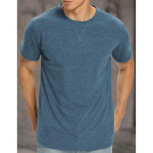 T-shirt vierge uni en gros, col rond personnalisé en polyester et coton, tissu ultra doux pour homme - Product Image 2