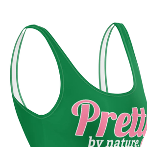 Maillot de bain une pièce Green Pretty by Nature pour femme, col rond, extensible, motif rose, tenue de plage tendance - Product Image 5
