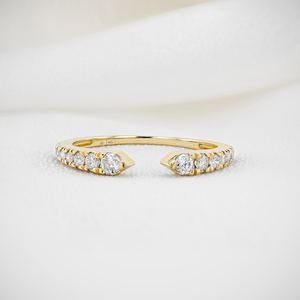 Elvora Gems Solid Gold Diamond Engagement <b>Ring</b> 0.31 Ct Rhodium Plated Double Prong Setting IGI Certified <b>Stacking</b> Open Graduated - Product Image 6