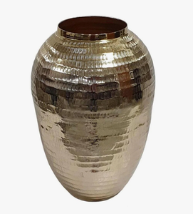 Handmade Golden Aluminum <b>Vase</b> with Horizontal <b>Ribbed</b> Texture Modern Garden Urn <b>Vase</b> in Polished Gold Eco-Friendly & Durable - Product Image 2