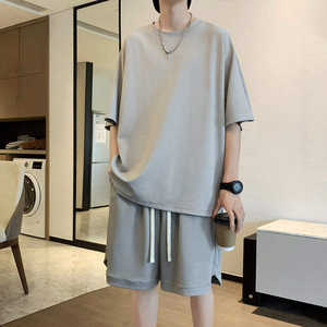 Ensemble t-shirt et short d'été pour homme, coupe décontractée, tenue décontractée confortable en deux pièces - Product Image 3