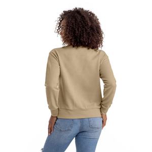Vente en gros de sweat-shirt en molleton éponge pour femme Tan pull ras du cou en daim pour femme sweat-shirt ample imprimé de lettres - Product Image 2