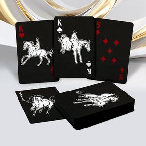 Cartas de Juego de Plástico Negro de Doble Baraja con Diseño de Caballo de Buena Suerte para Primavera - Uso Familiar, 54 Cartas - Product Image 3