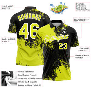 Wholesale Custom Uniform Polo Shirt Full Color Sublimation Team Branding Rib Knit Collar Performance Polyester Black Yellow Top - Product Image 3