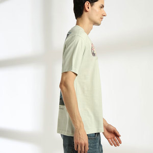 Men's Cream Short Sleeve <b>T</b>-Shirt O-Neck Regular Fit Printed <b>Back</b> Design Casual Style With Pattern Men's <b>T</b>-Shirt - Product Image 2