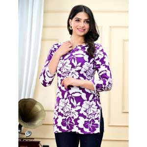 Kurta Casual para Mujer Aarti Fashion, Cuello en V, Manga Tres Cuartos, Silueta Holgada, Transpirable, Estampado Floral Digital para Uso Diario - Product Image 5