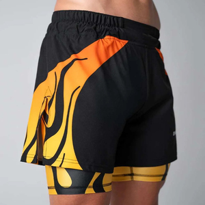 Men's Quick Dry Eco-Friendly Breathable 2-in-1 Sports Shorts Double-<b>Layer</b> Running Anti-Slip Side Pockets <b>Mid</b> Waist Knee-Length - Product Image 4