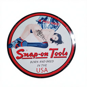 ป้ายโลหะเคลือบพอร์ซเลนสำหรับโรงรถพร้อมดีไซน์มาสคอตและตัวอักษรสำหรับวันชาติและปีใหม่ - Product Image 1