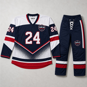 Premium Sublimated Team Wear Breathable Athletic Sportswear Custom Made Ice Hockey Jersey and Protective Pants Uniform Sets - Product Image 1
