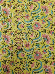 Tela de algodón con estampado floral a mano, suave y ligera, material para confección de vestidos, tela india con estampado a bloques, tela para hacer vestidos - Product Image 2