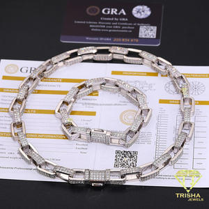 Collar de Cadena de Eslabones de Tono Mixto de Lujo con Eslabones Geométricos Redondeados y Detalles de Piedras para Compradores Mayoristas de Joyería de Moda - Product Image 4