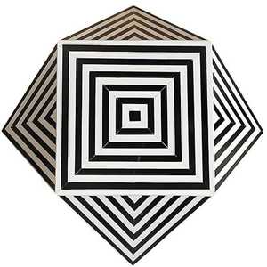 Belladec Modern Antique Bone Inlay <b>Console</b> Stool with Striped <b>Black</b> Design Delhi for Bedroom Living Room Home Use Warranty N/A - Product Image 4