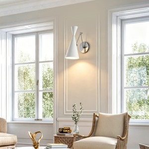 Applique murale LED, lampe murale intérieure moderne, luminaire en métal blanc réglable pour salon, chambre, hôtel, villa - Product Image 4