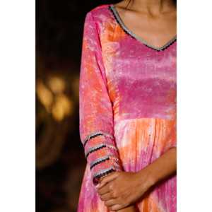 Robe évasée rose-orange taille XS, respirante, idéale pour les occasions décontractées - Product Image 1