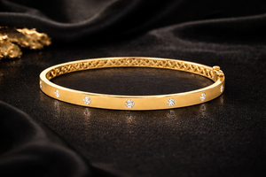 925 Sterling Silver 18k Gold Plated Cuff <b>Bracelet</b> with Cubic Zirconia Unisex Handmade Jewelry - Product Image 5