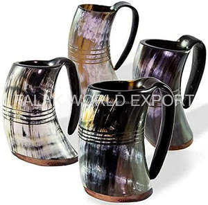 Chope en corne de buffle faite à la main tasse Viking sculptée Style guerrier nordique corne à boire de vache pour les fêtes religieuses artisanat naturel FWE - Product Image 3